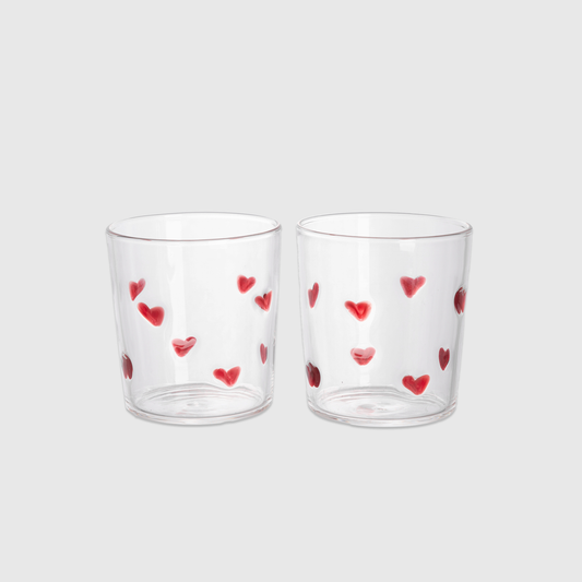 Glas hearts - set van 2 - rood | And Nook - de inKijk
