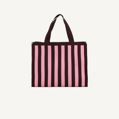 Club shopper - knitted stripes - chocolate + bubblegum | Sticky Sis