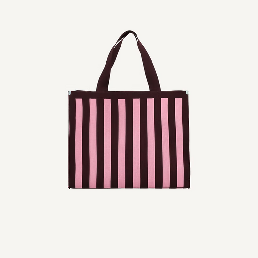 Club shopper - knitted stripes - chocolate + bubblegum | Sticky Sis
