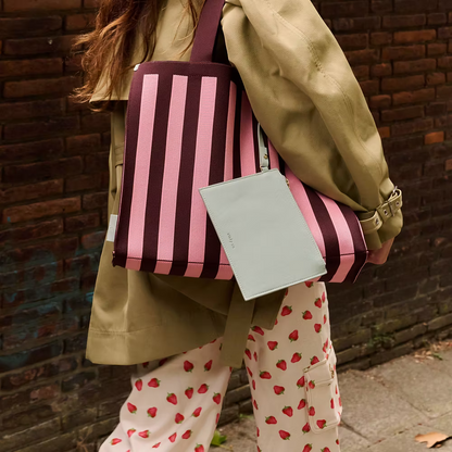 Club shopper - knitted stripes - chocolate + bubblegum | Sticky Sis