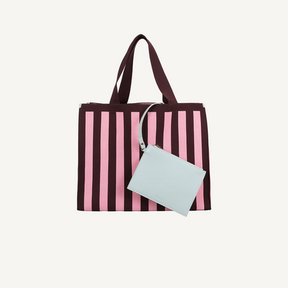 Club shopper - knitted stripes - chocolate + bubblegum | Sticky Sis