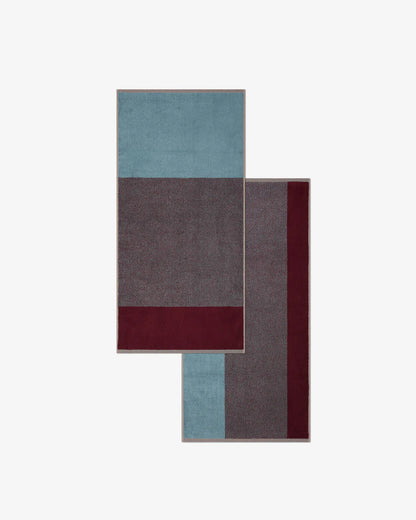 Handdoeken set - Lex Pott collectie - sky blue/bordeaux | SUITE702