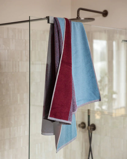 Handdoeken set - Lex Pott collectie - sky blue/bordeaux | SUITE702