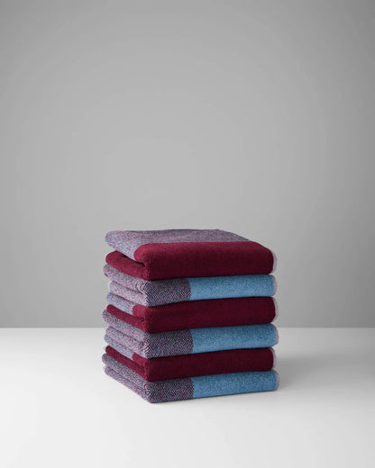 Handdoeken set - Lex Pott collectie - sky blue/bordeaux | SUITE702