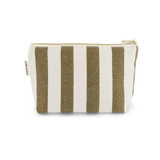 Pouch - Sofia - Greige / Olive Stripes | Rose in April