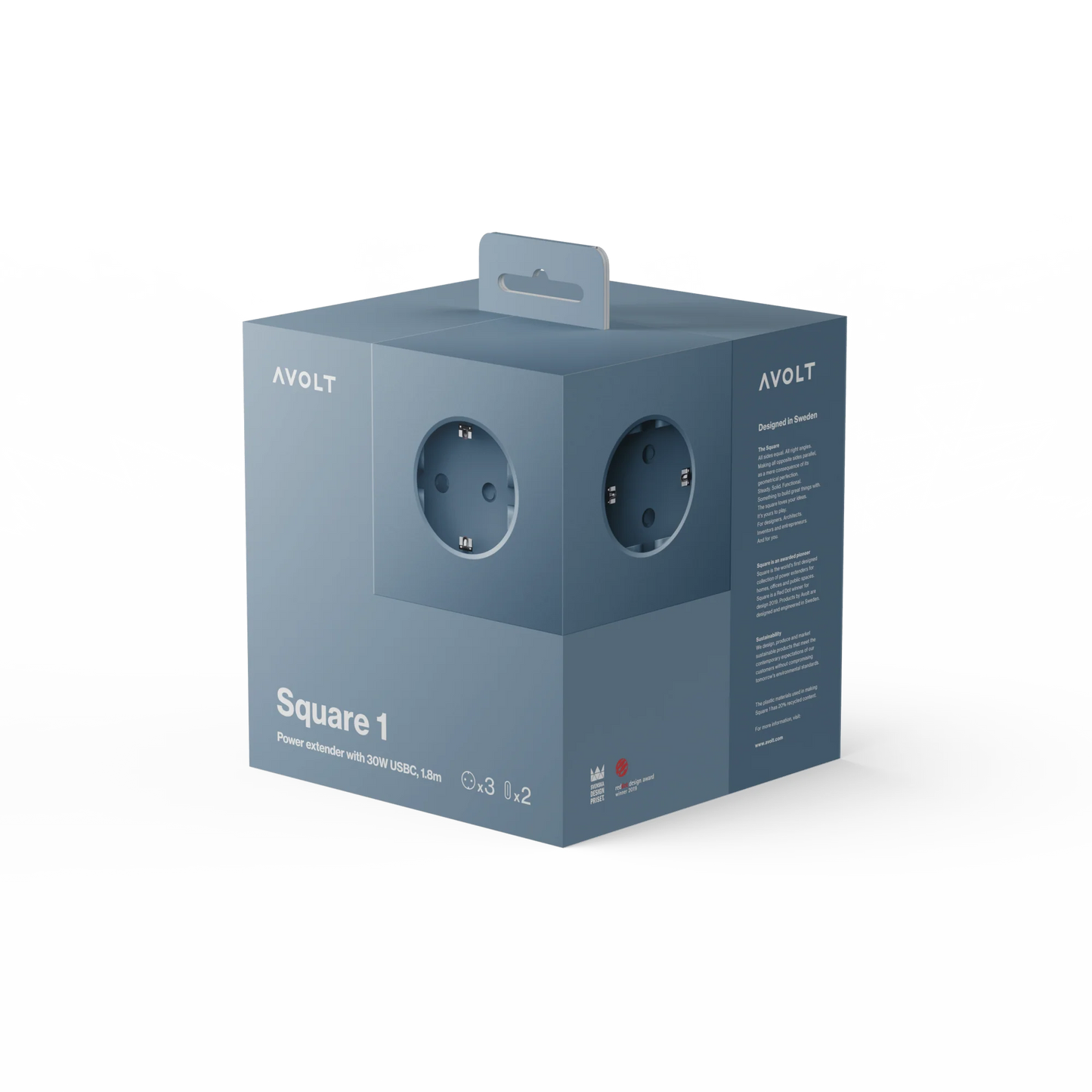 Square 1 stekkerdoos ( usb C ) - shark blue | Avolt - de inKijk