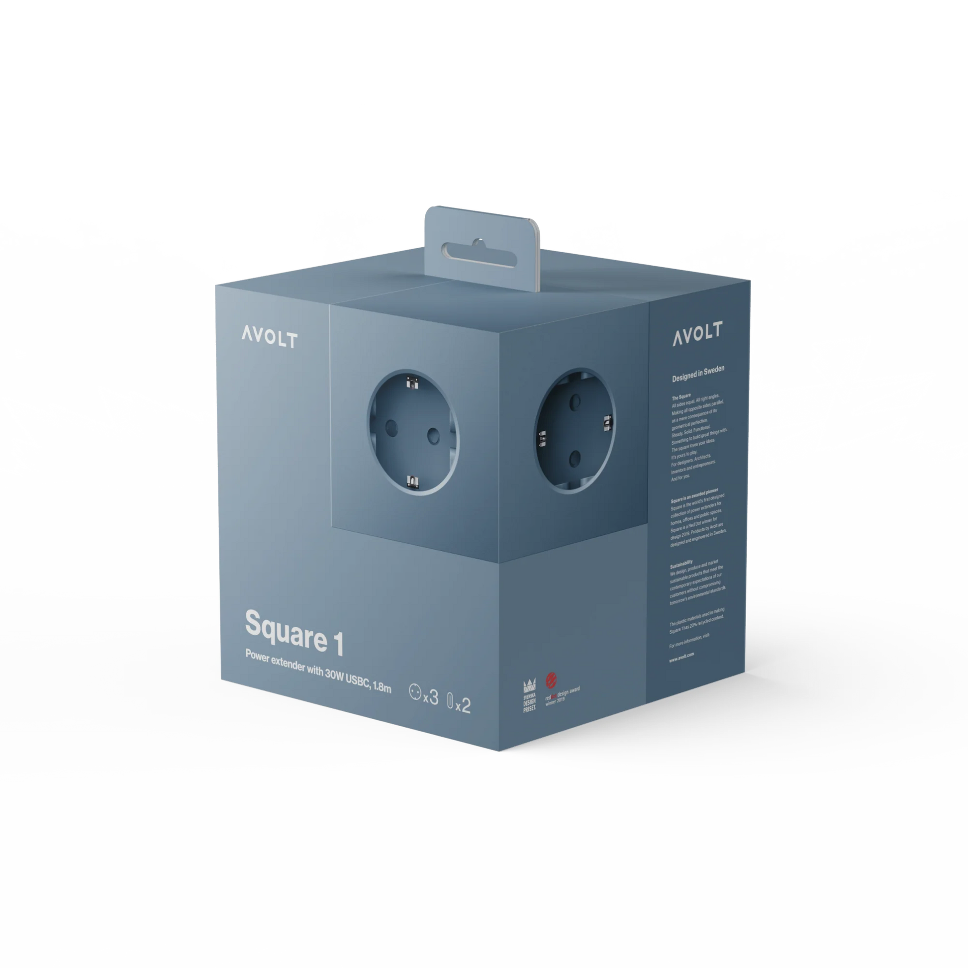 Square 1 stekkerdoos ( usb C ) - shark blue | Avolt - de inKijk