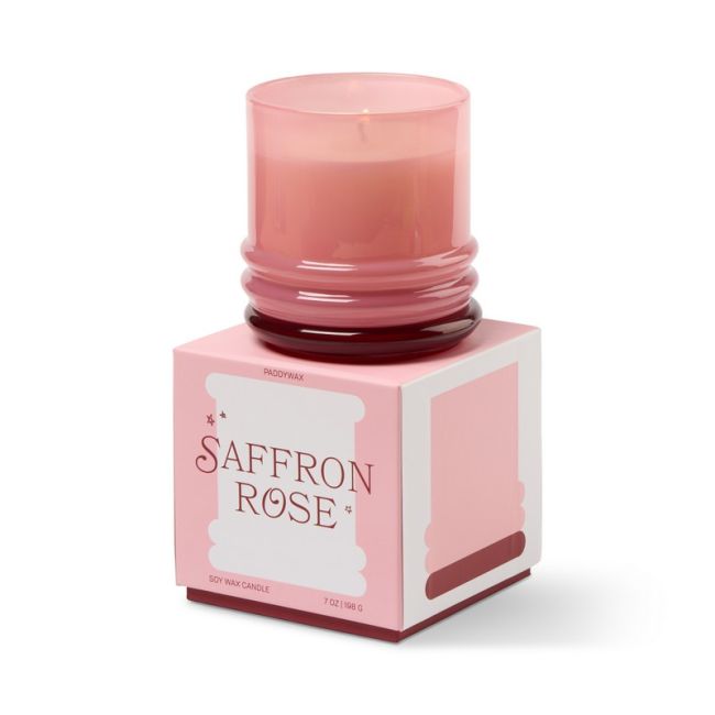 Stacked Glass Candle Pink and Red - Saffron Rose | Paddywax