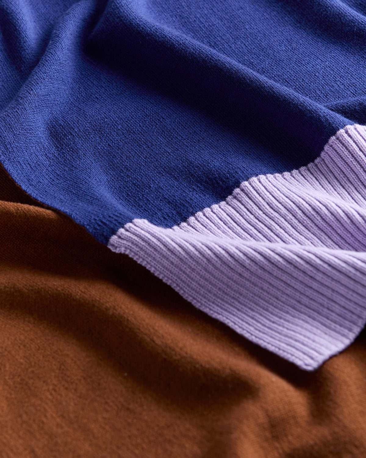 Merino Gebreide Plaid - 100% Wol - Blue/Brown/Lilac | SUITE702