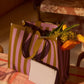 Shopper - knitted stripes - sunset lilac + costa green | Sticky Sis - de inKijk