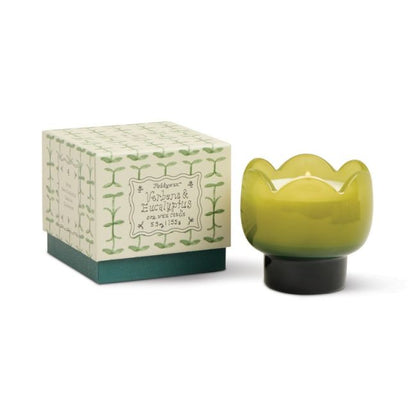 Tulip Green and Dark Green Glass Candle - Verbena & Lemongrass | Paddywax