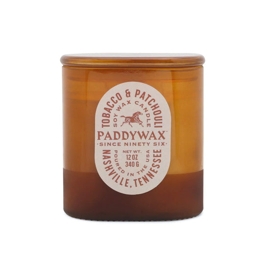 Glass candle 12 oz - tobacco & patchouli | Paddywax - de inKijk
