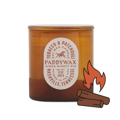 Glass candle 12 oz - tobacco & patchouli | Paddywax - de inKijk