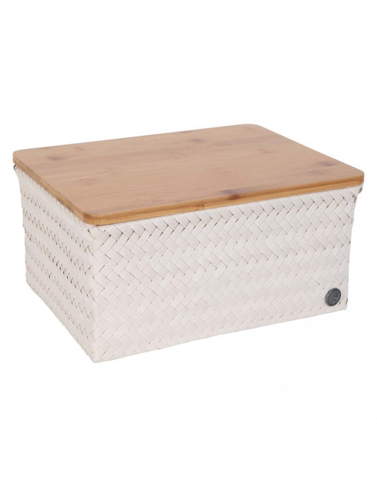 Top fit large - basket with bamboo cover - champagne | Handed By