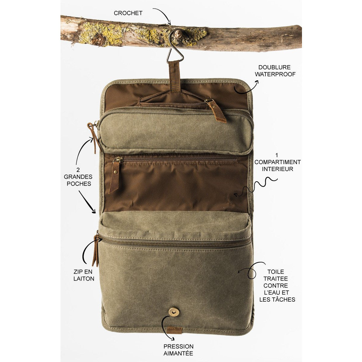 Hanging Toiletry Bag TRAPPER - olive/green | Alaskan Maker