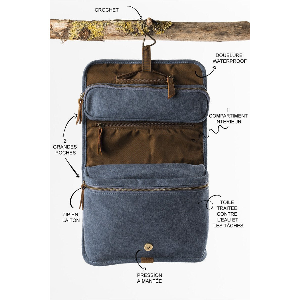 Hanging Toiletry Bag TRAPPER - navy blue | Alaskan Maker