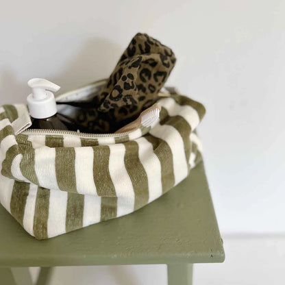Wash bag - Vic - Khaki Stripes - Terry | Rose in April