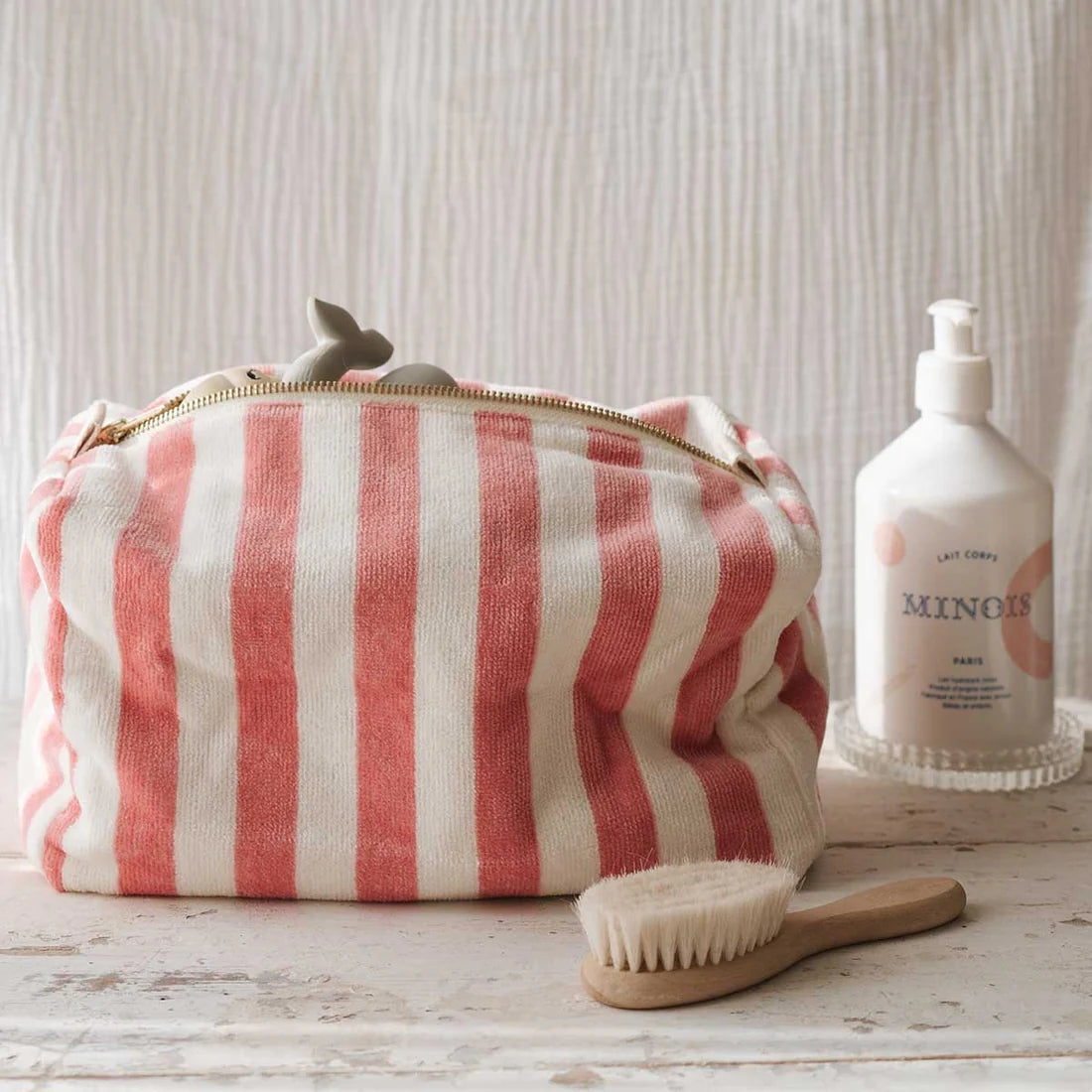 Wash bag - Vic - Strawberry Stripes - Terry | Rose in April