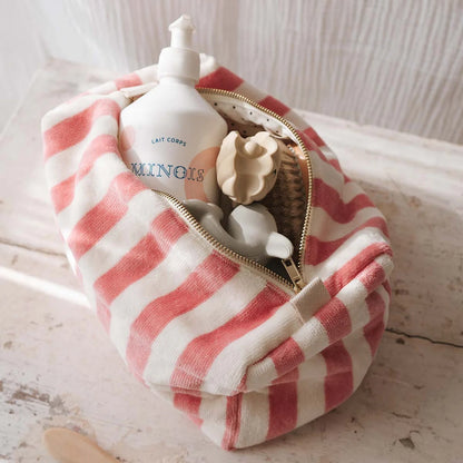 Wash bag - Vic - Strawberry Stripes - Terry | Rose in April