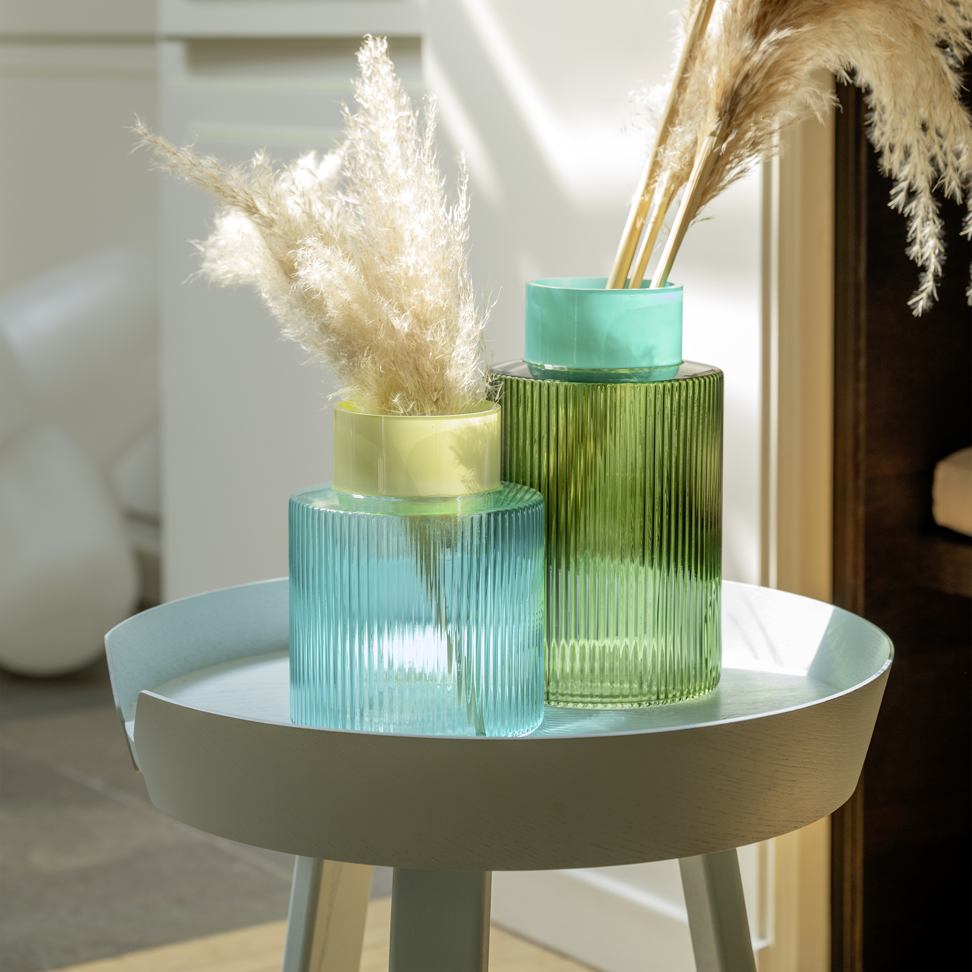 Glass vase groove - large - green | Remember - de inKijk