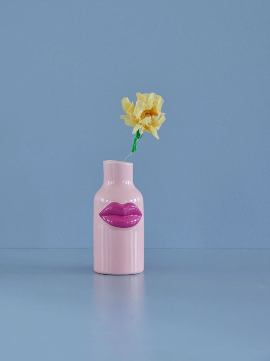 Keramieken vaas - fuschia lippen - Small | RICE - de inKijk
