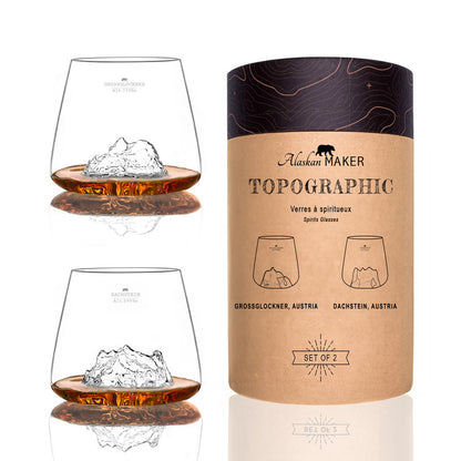 Topographic glasses - set of 2 - Grossglockner & Dachstein | Alaskan Maker
