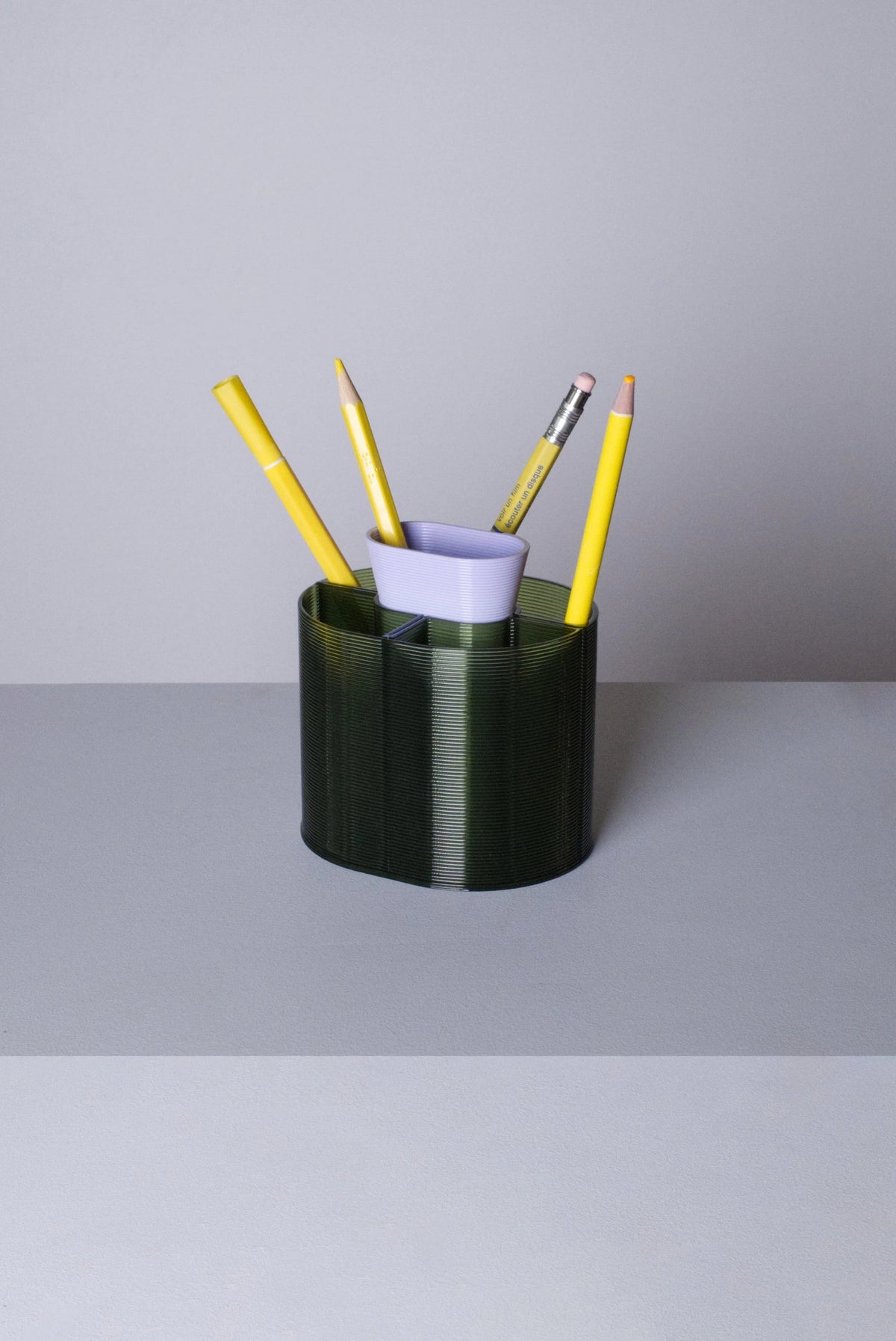 Henri Pencil Cup - Transparent Khaki/Lilac | Warren & Laetitia