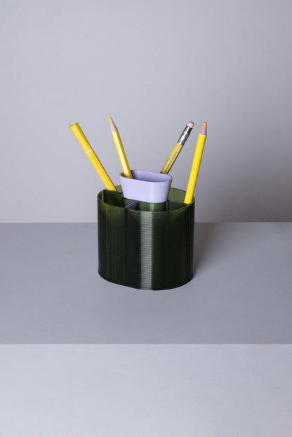 Henri Pencil Cup - Transparent Khaki/Lilac | Warren & Laetitia