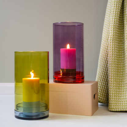 Glazen lantaarn 'Lucius' large - lime | Remember - de inKijk