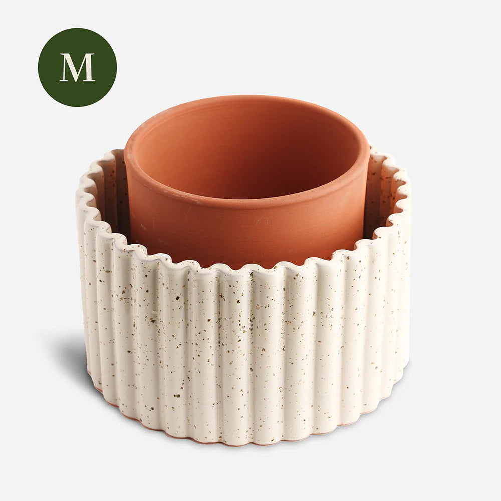 Paula self-watering pot - White Speckled | Pepin