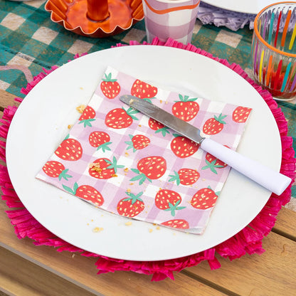 Paper Napkins - strawberry & lilac gingham | Talking Tables
