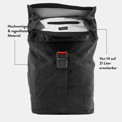 Rugzak Rolltop - Zwart | Airpaq - de inKijk