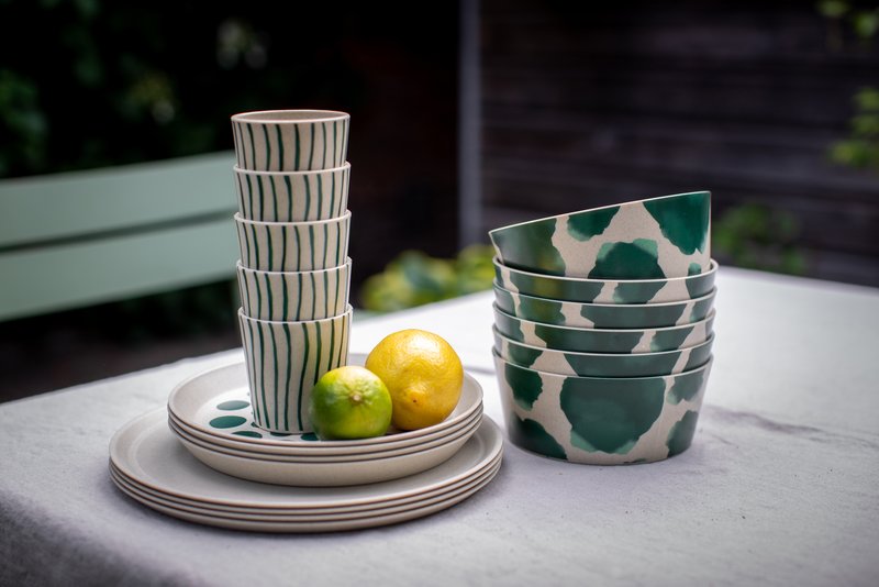 Beker monstera strepen - set v. 4 | Koziol - de inKijk