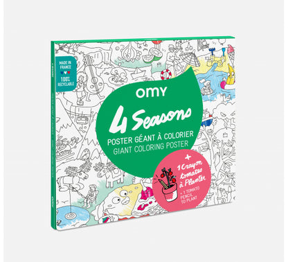 4 seasons + planting pencil - Giant coloring poster  | Omy - de inKijk