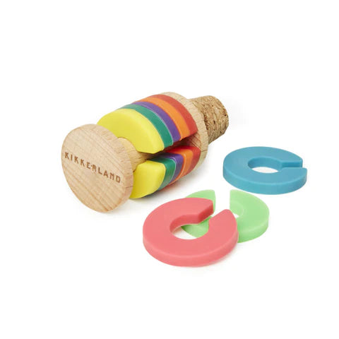Rainbow wine rings + stopper | Kikkerland