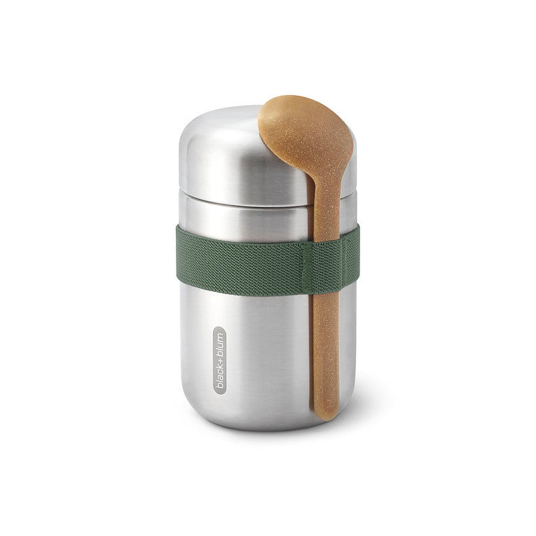 Lunchpot met lepel - oranje/groen | Black+blum - de inKijk