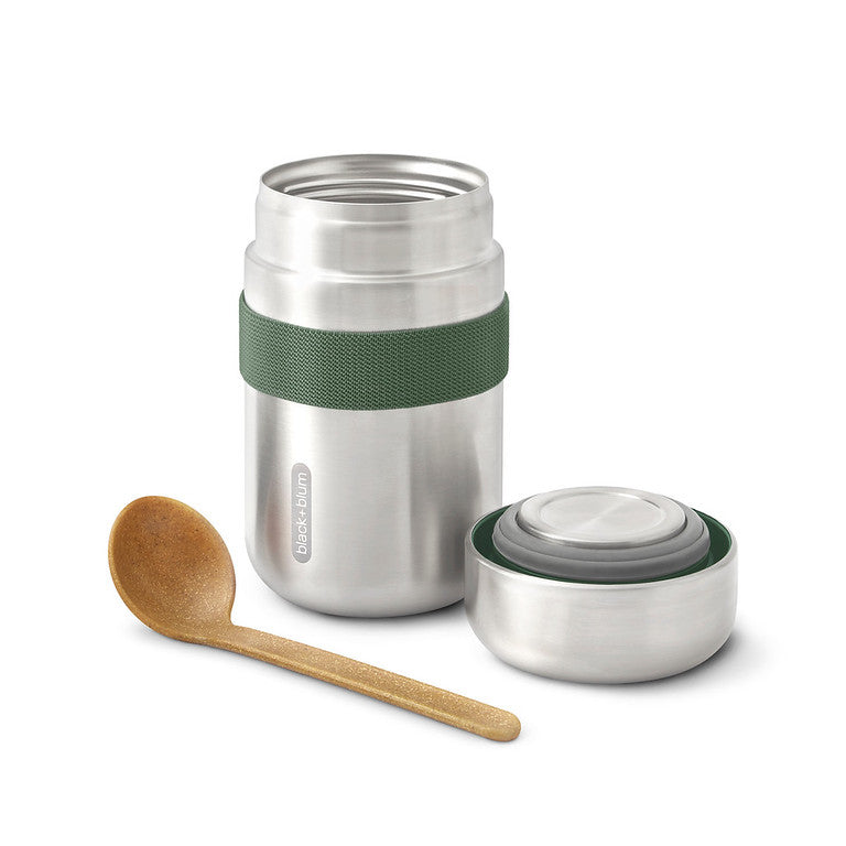 Lunchpot met lepel - oranje/groen | Black+blum - de inKijk