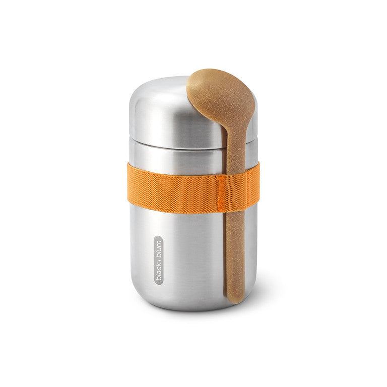 Lunchpot met lepel - oranje/groen | Black+blum - de inKijk