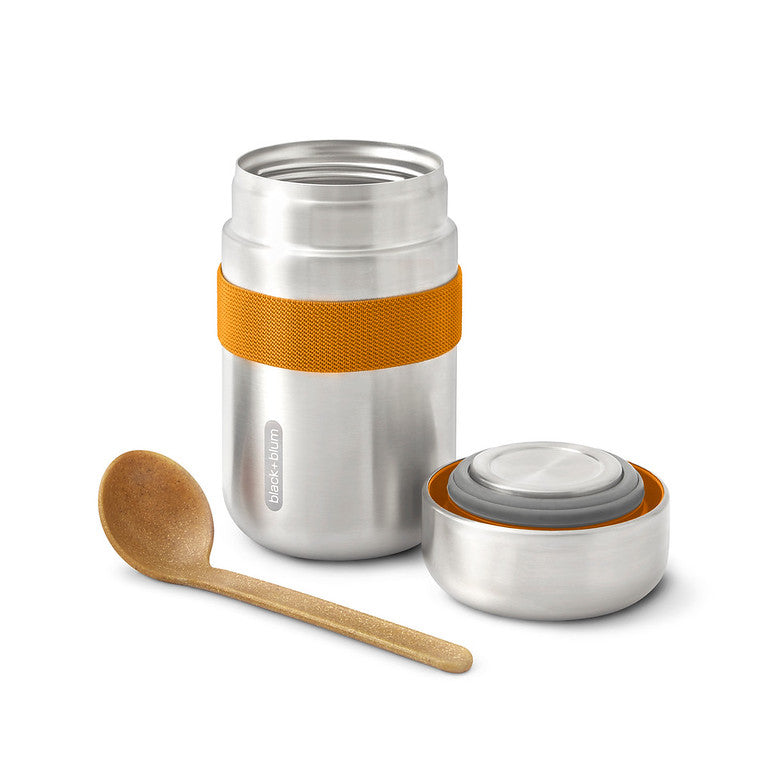 Lunchpot met lepel - oranje/groen | Black+blum - de inKijk