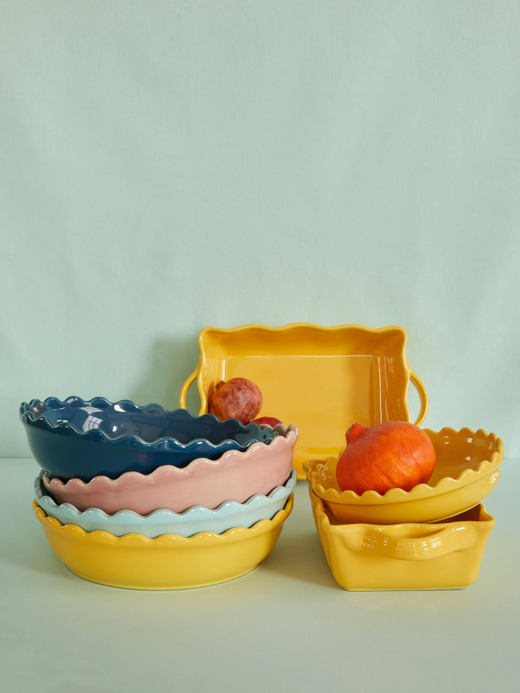 Keramische ovenschaal taartvorm - large - dark blue | RICE