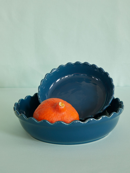 Keramische ovenschaal taartvorm - large - dark blue | RICE - de inKijk