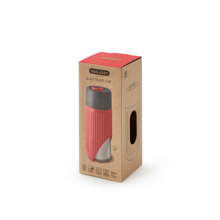 Glazen drinkfles travel - groen/ koraalrood | Black+blum