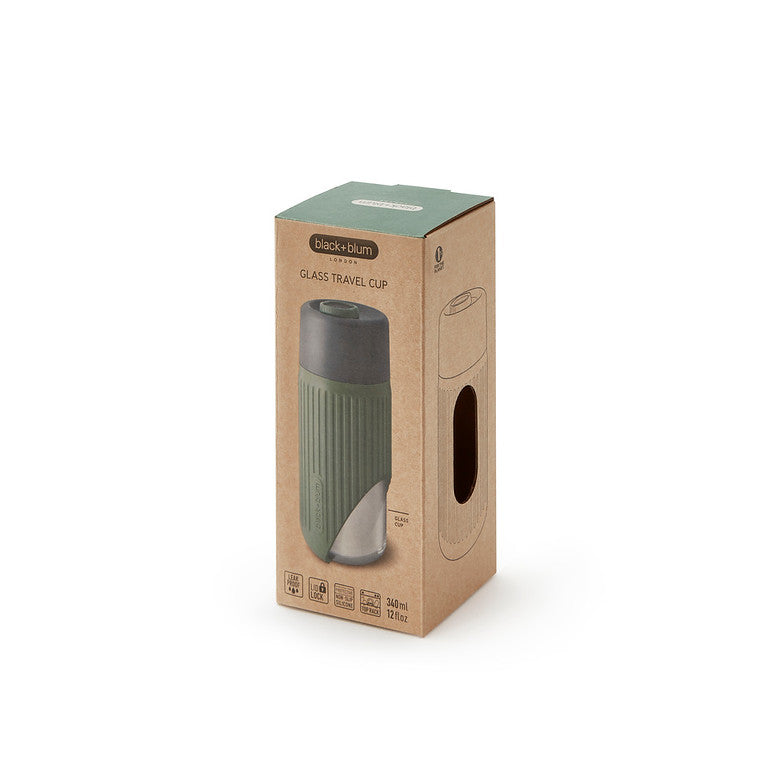 Glazen drinkfles travel - groen/ koraalrood | Black+blum