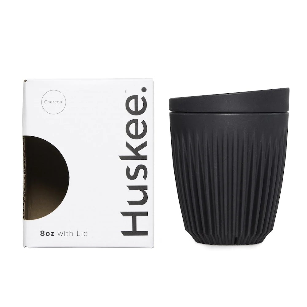 Herbruikbare koffiebeker met deksel - 24cl - charcoal | HUSKEE