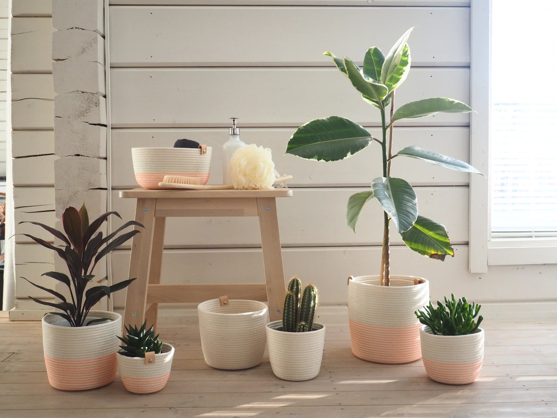 Planters - Ecru Fluo orange - XS/S/M | Koba Handmade - de inKijk