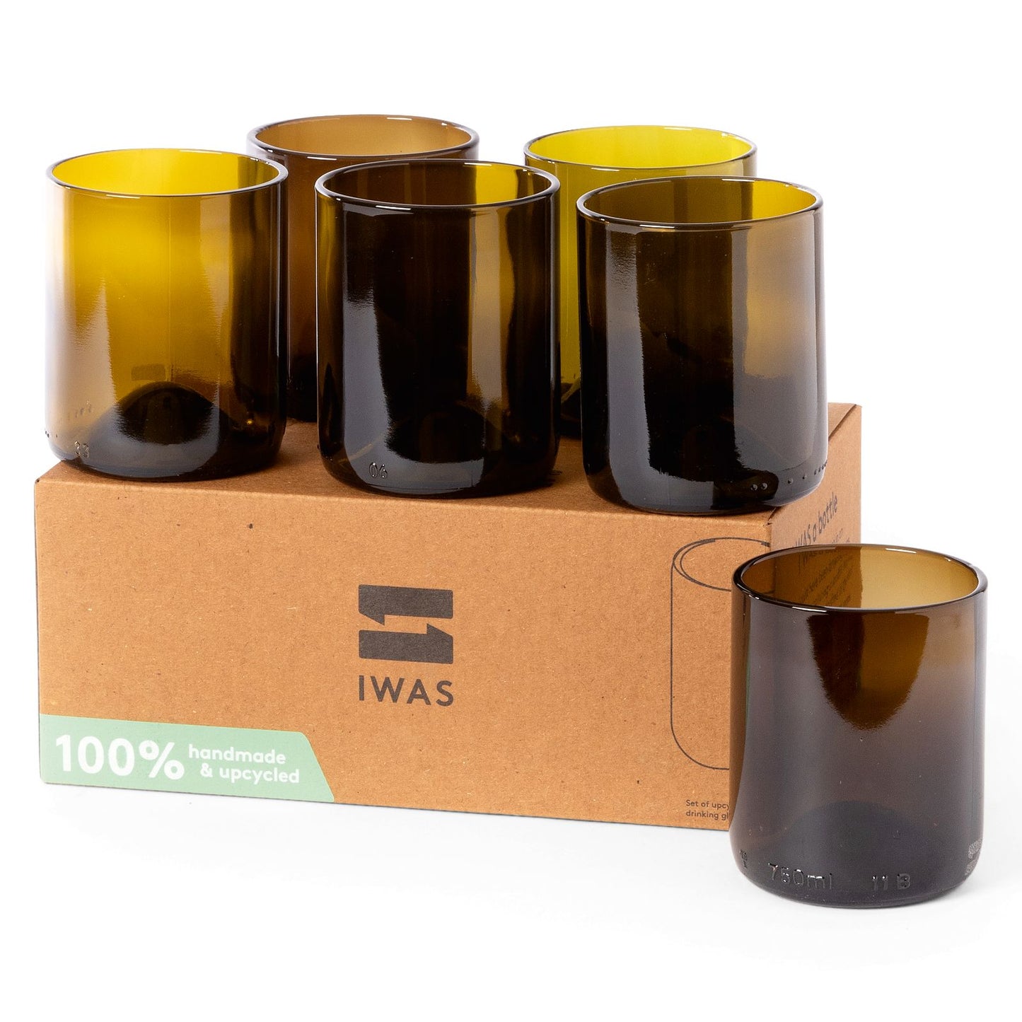 Drinkglazen upcycled - olive - small | IWAS