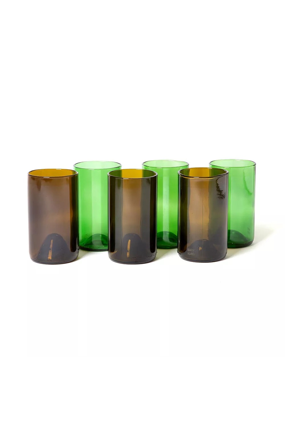 Drinkglazen upcycled - olive & green - tall | IWAS