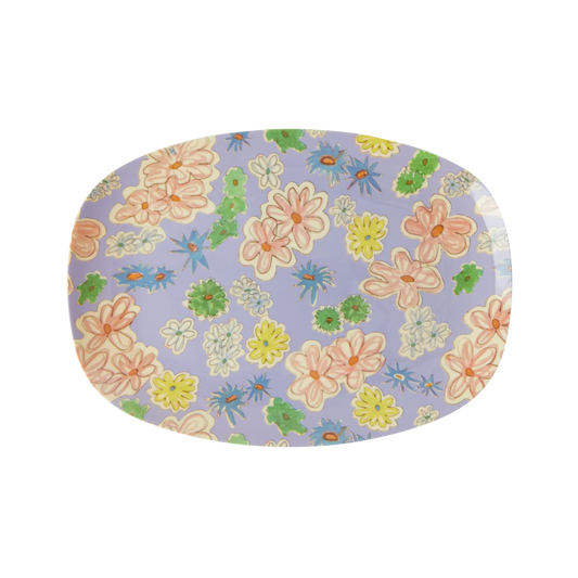 Rechthoekig bord met flower painting | RICE