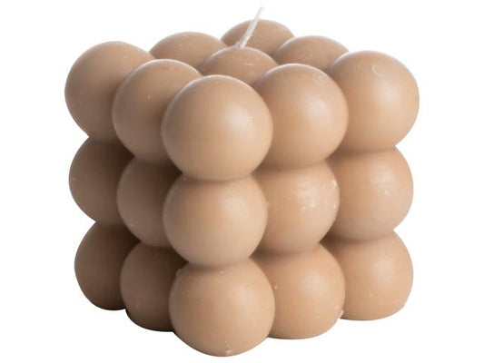 Kaars cube - taupe - 8,5x8 cm | Gusta