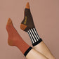 Sokken - half stripes - chocolate | Nice Nice Nice - de inKijk